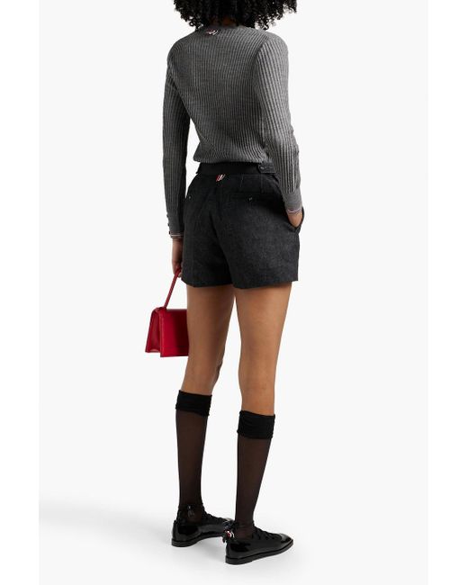 Thom Browne White Grosgrain-Trimmed Denim Shorts