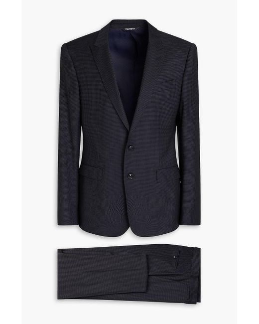 Dolce & Gabbana Blue Printed Wool Suit for men