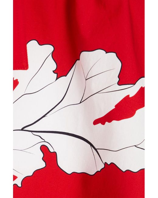 Gentry Portofino Red Open-back Printed Cotton-poplin Midi Dress
