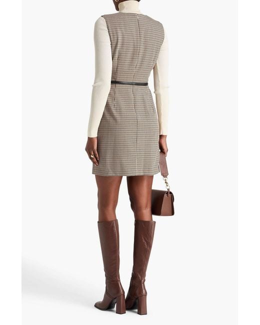 Veronica Beard Brown Yumi Houndstooth Twill Mini Dress