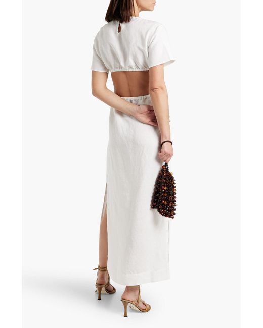 Onia White Cutout Linen And Lyocell-blend Maxi Dress
