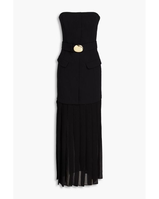 Nicholas Black Reagan Strapless Pleated Crepe And Georgette Maxi Dress