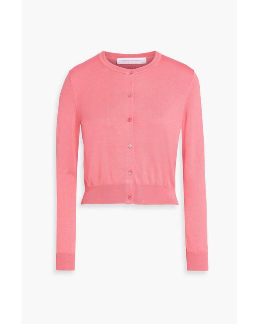 Carolina Herrera Pink Silk And Cotton-Blend Cardigan
