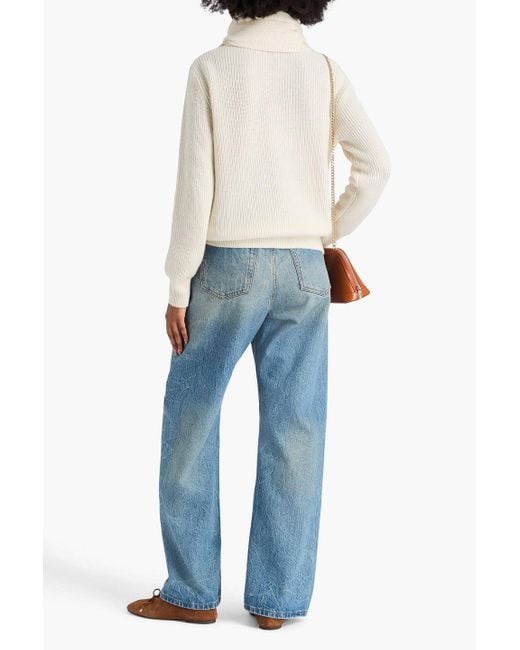 Sandro Natural Ribbed Wool And Cashmere-Blend Sweater