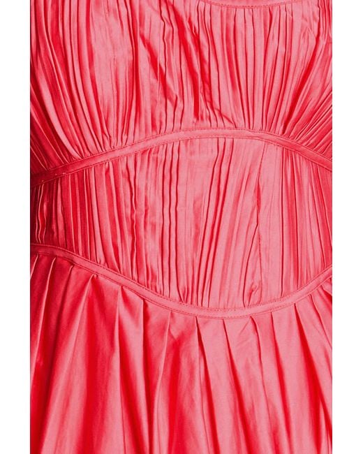 Aje. Red Nya Pleated Cotton-taffeta Midi Dress