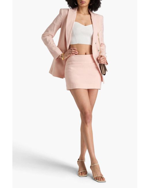 Veronica Beard Pink Alida Skirt-effect Linen-blend Shorts