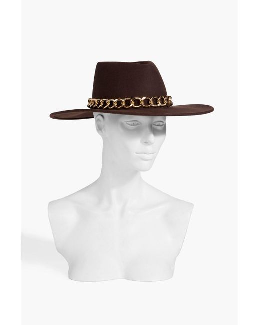 Eugenia Kim Brown Chain-embellished Wool-felt Hat