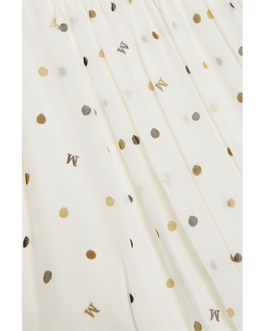 Max Mara White Volita Belted Printed Silk Crepe De Chine Midi Dress
