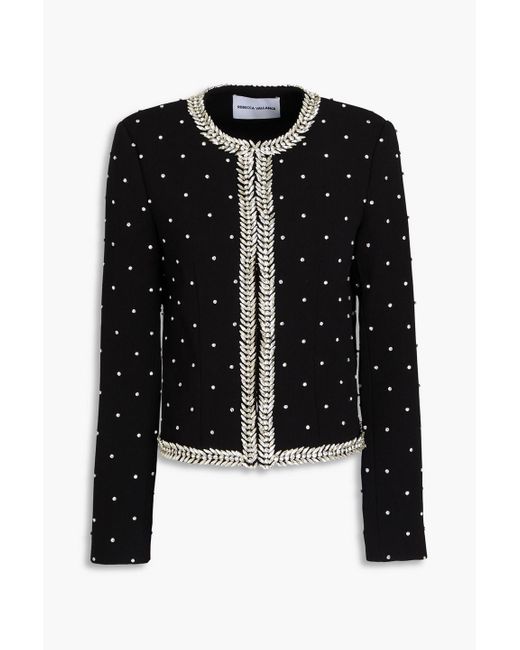 Rebecca Vallance Black After Hours Crystal-embellished Crepe Jacket