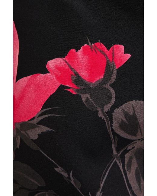 Magda Butrym Black Cutout Floral-Print Silk And Wool-Blend Satin Maxi Skirt