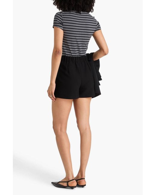 Maje Black Wrap-effect Twill Shorts