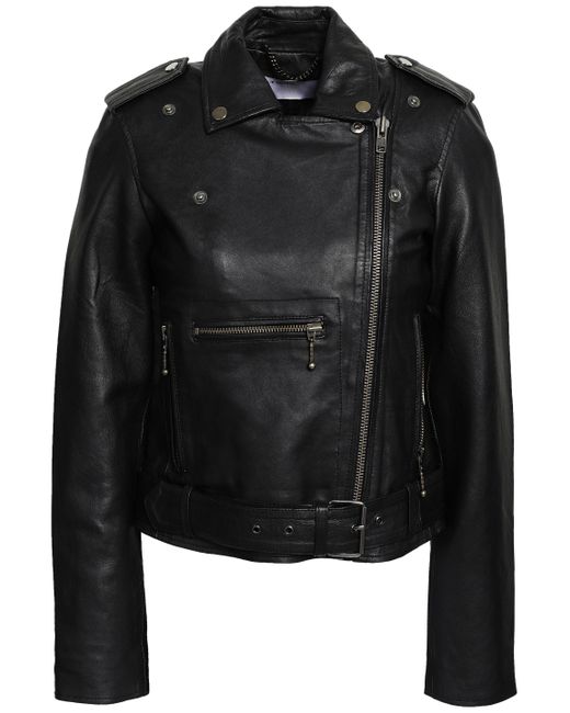 Muubaa Black Leather Biker Jacket