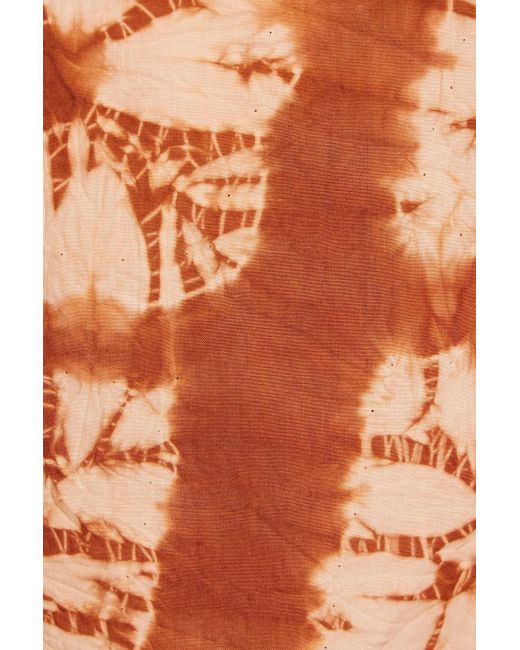 Ulla Johnson Orange Ember Ruffled Tie-dyed Cotton Midi Skirt