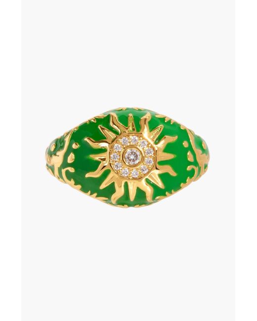 Zimmermann Green Gold-plated Enamel And Cubic Zirconia Ring