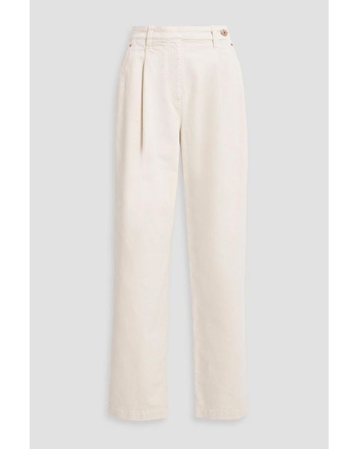 Brunello Cucinelli White Pleated High-rise Straight-leg Jeans