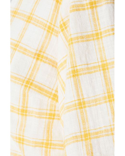 Claudie Pierlot Natural Cropped Checked Cotton Top