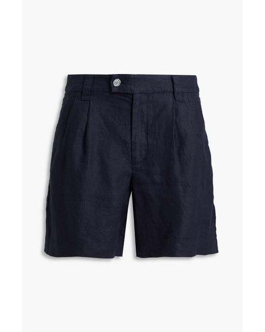Alex Mill Women's Blue Pleated Linen-Twill Shorts