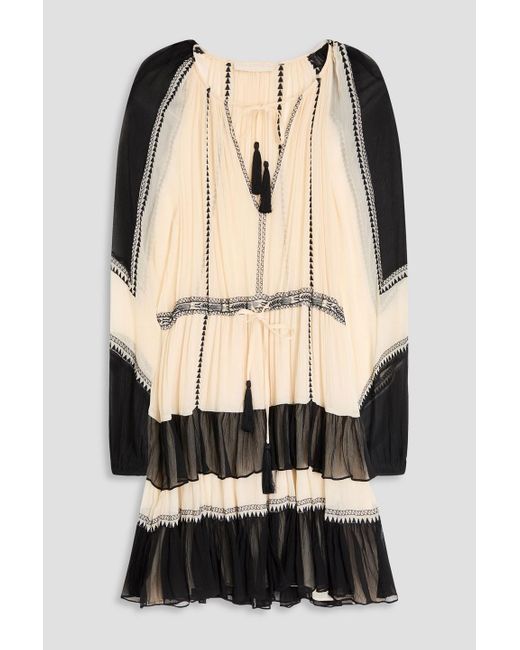 Ulla Johnson Black Loreli Embroidered Silk-Crepon Mini Dress