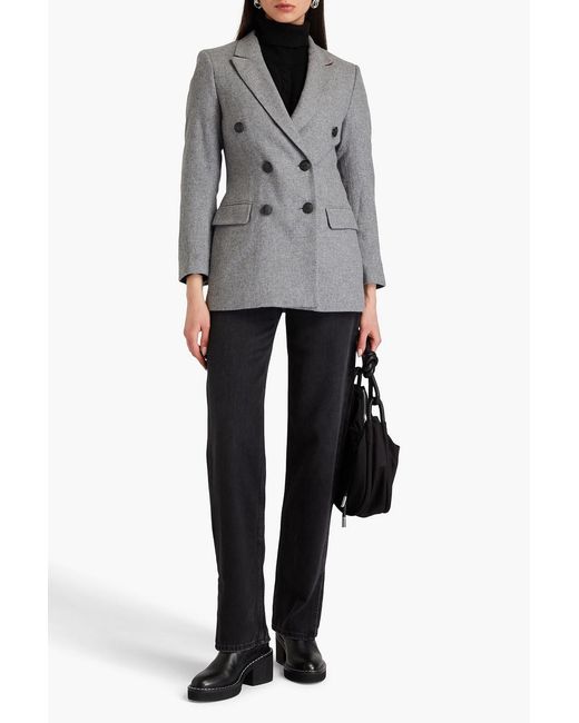 Rag & Bone Gray Double-breasted Wool-blend Blazer