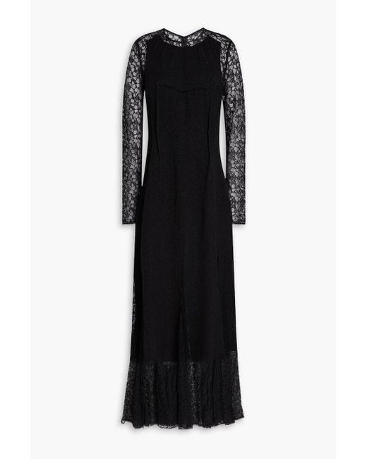 Jonathan Simkhai Black Brinda Corded Lace-Paneled Jacquard Gown