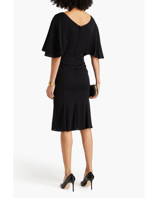 Dolce & Gabbana Black Cape-effect Silk-blend Dress