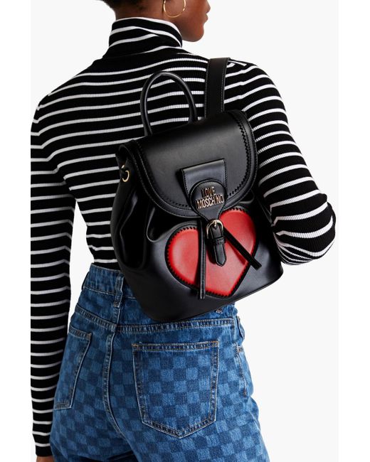 Love Moschino Black Faux Leather Backpack