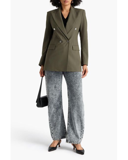 Maje Green Double-Breasted Crepe Blazer