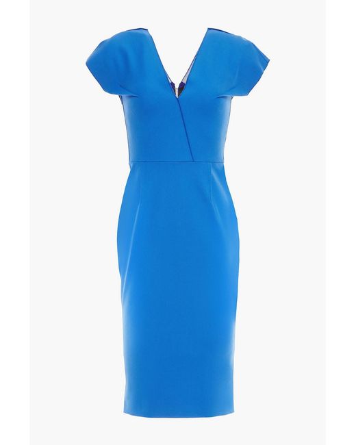 Roland Mouret Blue Cotton-twill Dress