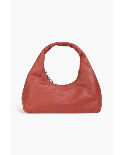 Staud Red Enzo Mini Leather Shoulder Bag