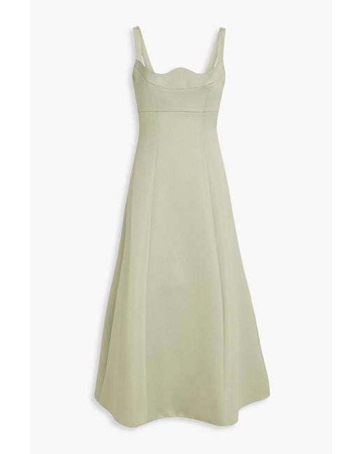 LEO LIN White Odette Satin Midi Dress