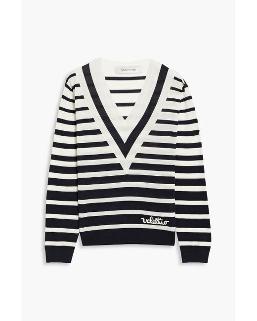 Valentino Garavani Black Striped Wool Sweater