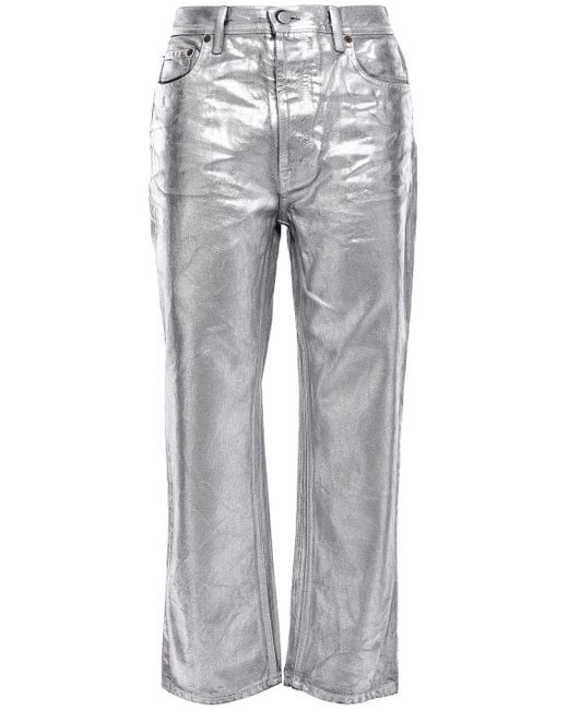 Acne Log Cropped Metallic High-rise Straight-leg Jeans