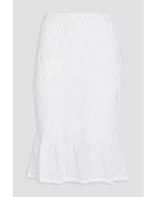 Diane von Furstenberg White Fluted Cable-knit Skirt