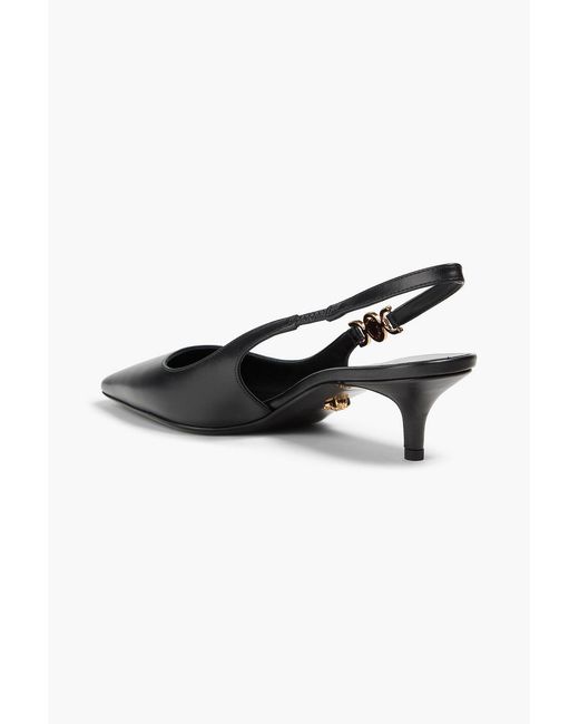 Versace Black Medusa Embellished Patent-Leather Slingback Pumps