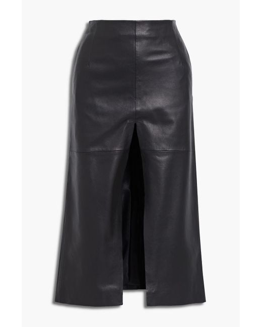 Muubaa Black Zoe Leather Midi Skirt