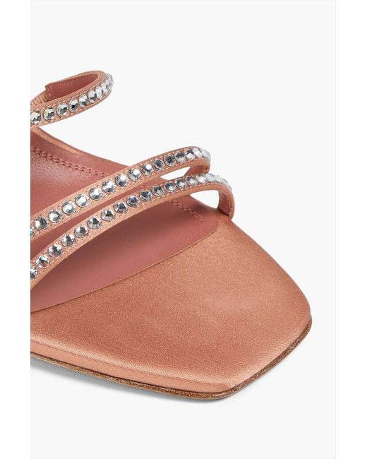 AMINA MUADDI Pink Mules "naima" aus satin mit kristallverzierung