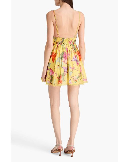 Charo Ruiz Yellow Issya Printed Cotton-Blend Mini Dress
