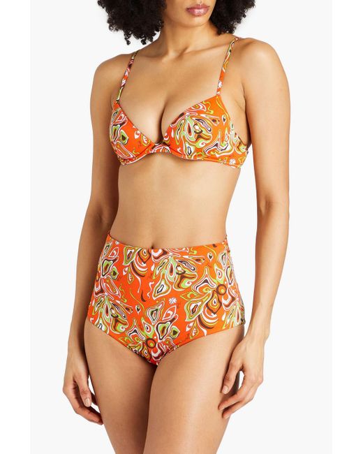 Emilio Pucci Orange Bedrucktes bikini-oberteil mit bügel