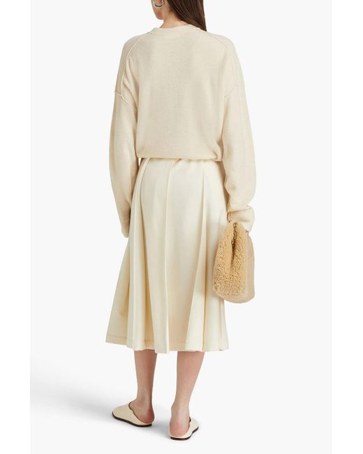 Jil Sander Natural Pleated Wool-blend Felt Midi Skirt