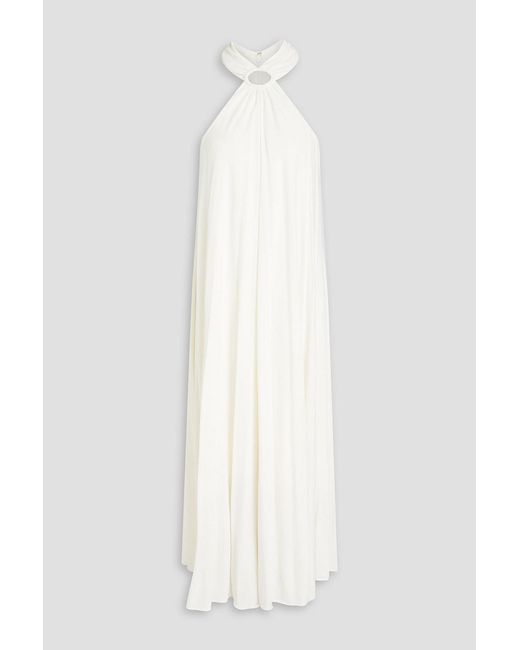 Halston Heritage White Karsyn Ring-embellished Jersey Midi Dress