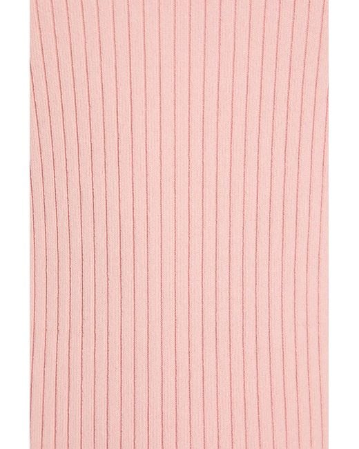Jonathan Simkhai Pink Ribbed-knit Midi Dress