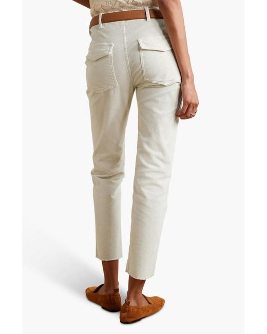 Nili Lotan White Jenna Cropped Cotton-blend Corduroy Slim-leg Pants