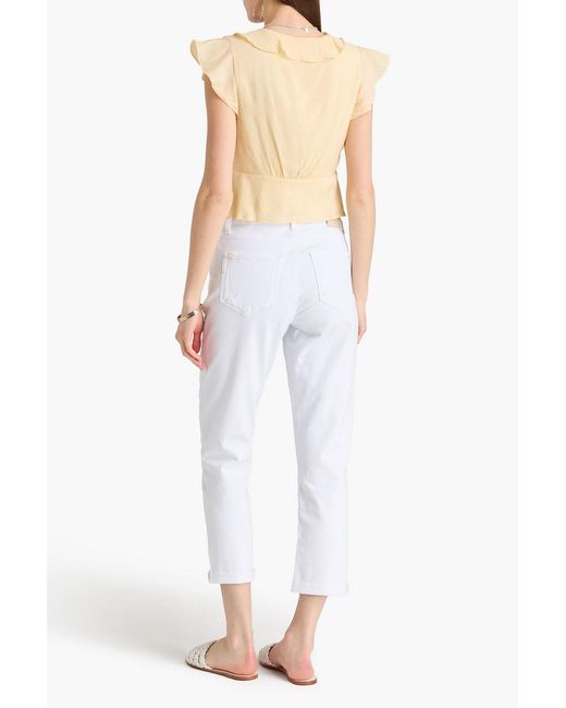 PAIGE White Ruffled Woven Top