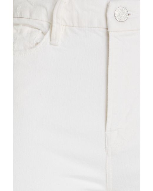 FRAME White Le super high hoch sitzende cropped bootcut-jeans in distressed-optik
