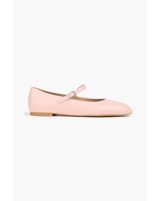 Stuart Weitzman Pink Analiese Leather Mary Jane Flats