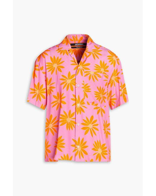 Jacquemus Orange Jean Floral-print Crepe Shirt for men