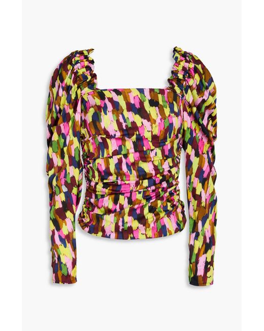 Brøgger Red Loretta Ruffled Printed Sain Top