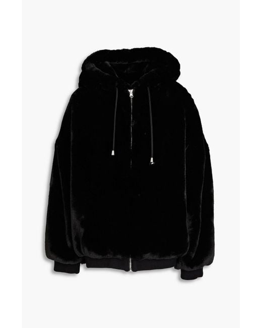 Ba&sh Black Oversized Faux Fur Hooded Jacket