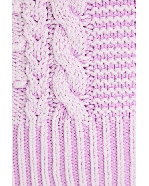 Veronica Beard Pink Eleanor Open And Cable-knit Cotton Sweater