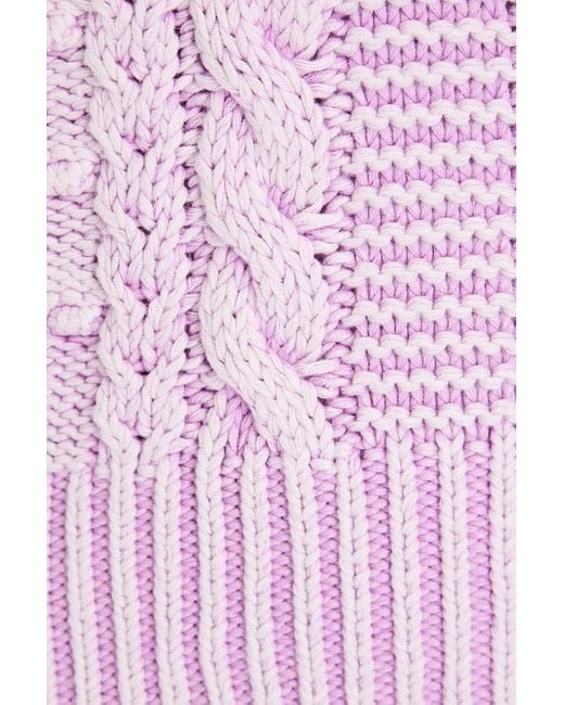 Veronica Beard Pink Eleanor Open And Cable-knit Cotton Sweater